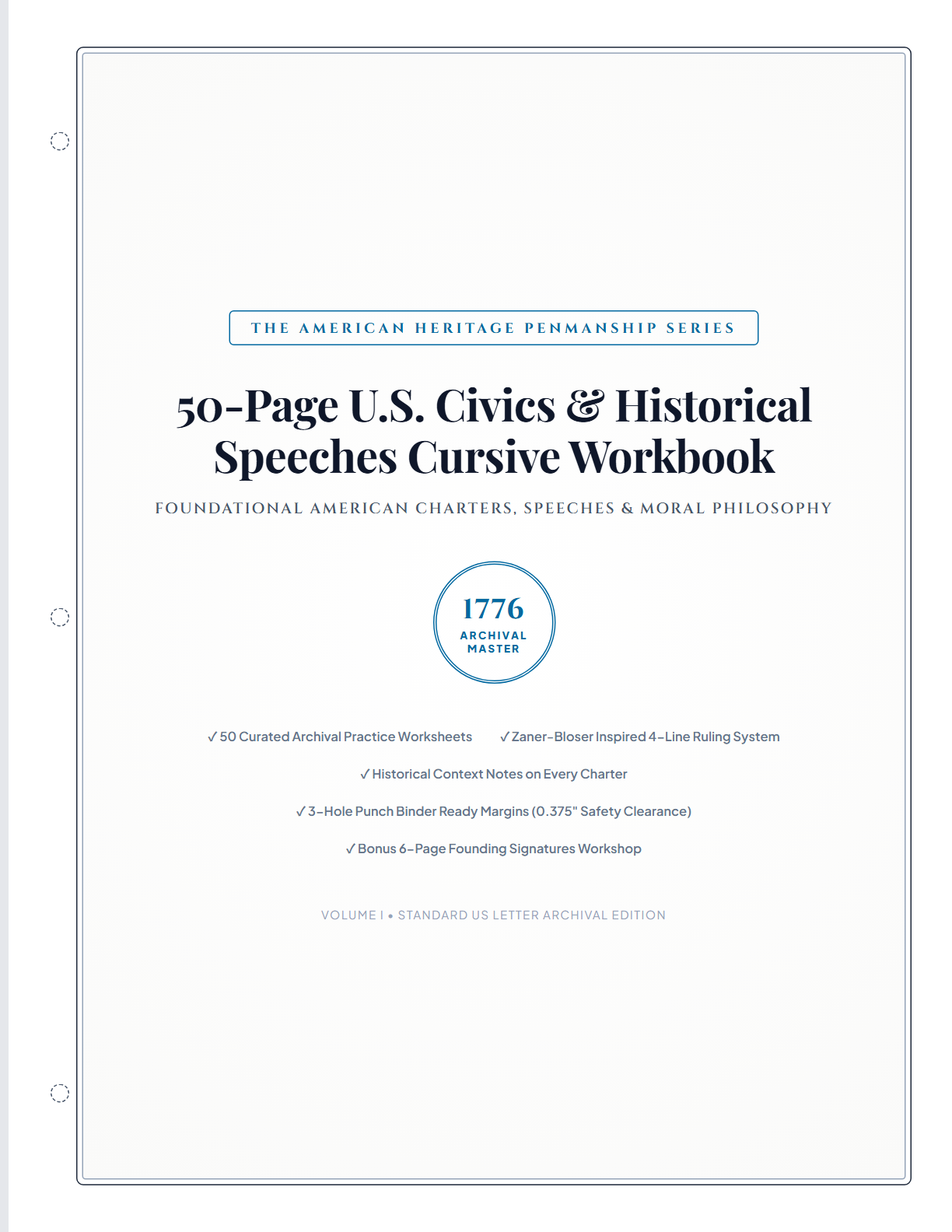 Cahier d’Écriture Cursive Historique des États-Unis (50 Pages + 12 Bonus)